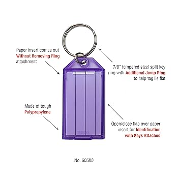 Lucky Line Key Tag with Flap, Split Ring & Paper Insert for